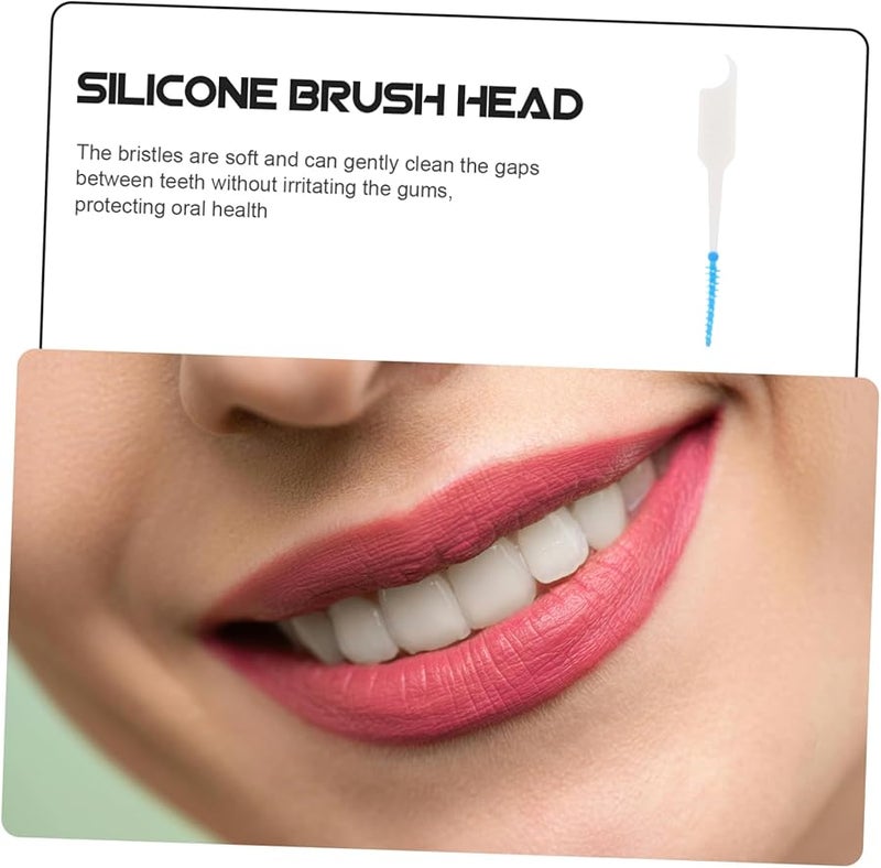 FRCOLOR Blue 300pcs Gentle Silicone Interdental Brushes for Oral Health and Gum Care Travel Essentials - Image 4